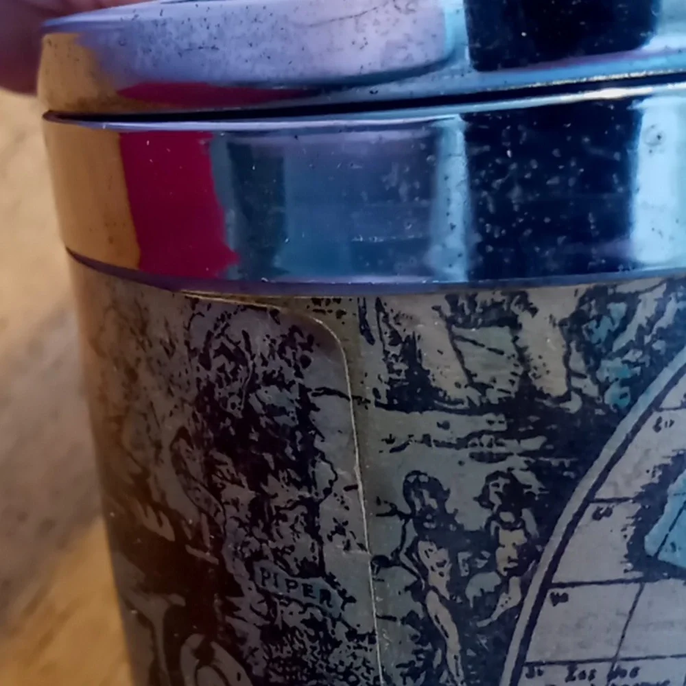 Vintage Old World Map Ice Bucket Mid Century Barware